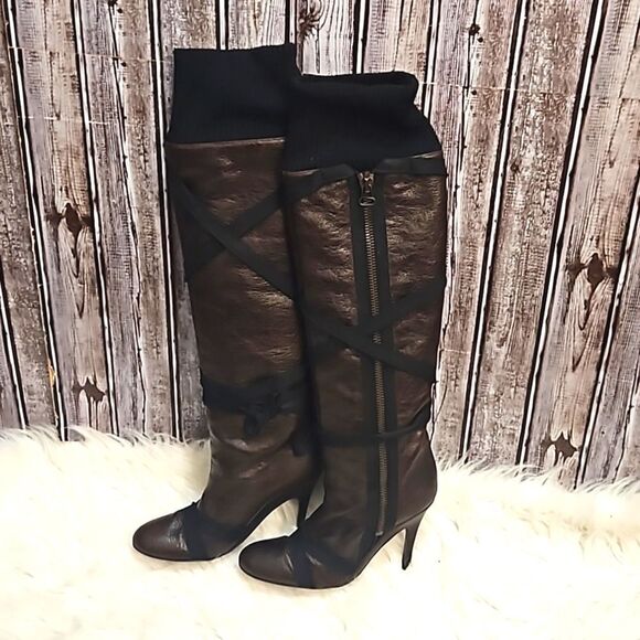 Stella McCartney Heeled Stiletto Sock Cuffed Knee High Boot 6.5 - Picture 2 of 16